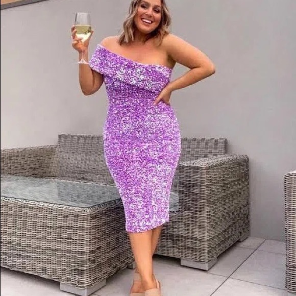 Brand New* Purple Sequin Dress size XS - Picture 2 of 3